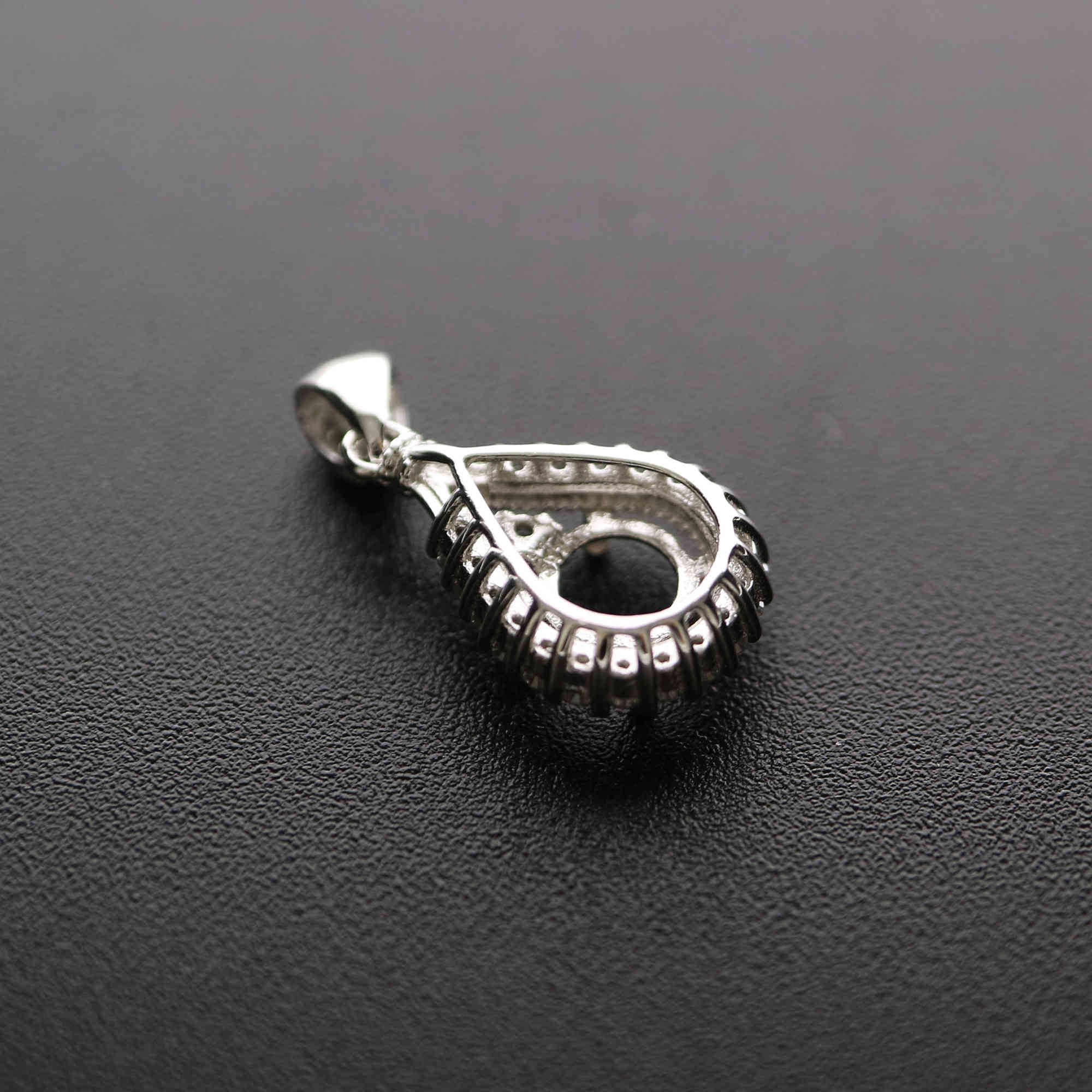 1Pcs 6.5-9MM Round Bezel Gemstone Cz Stone Solid 925 Sterling Silver Prong Pendant Charm Settings Drop Shaple 1411231 - Click Image to Close